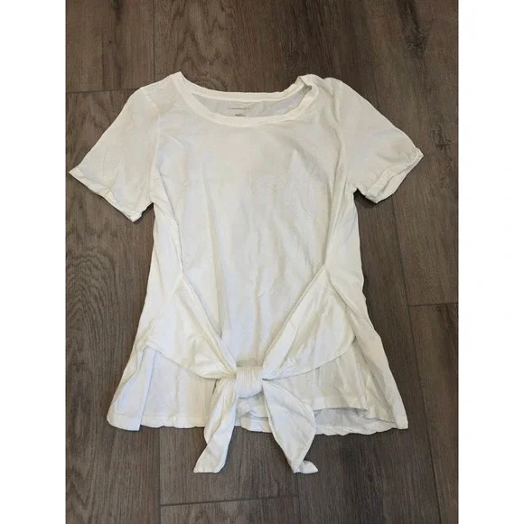 Anthropologie Womens Medium Rolled Short Sleeve Tie-Front Top Bundle 100% Cotton - Picture 3 of 5